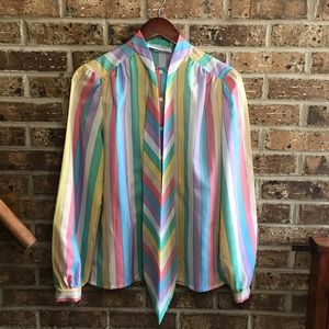 Vintage Jerrie lurie collectibles pastel striped dress shirt